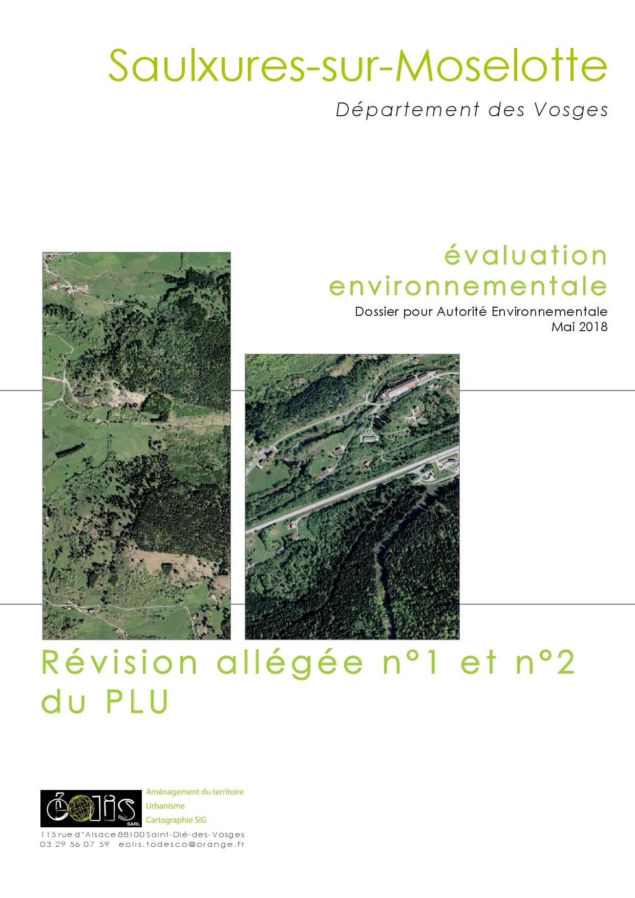 EVA­LUA­TION ENVI­RON­NE­MEN­TALE REVI­SIONS ALLE­GEES PLU 1 ET 2