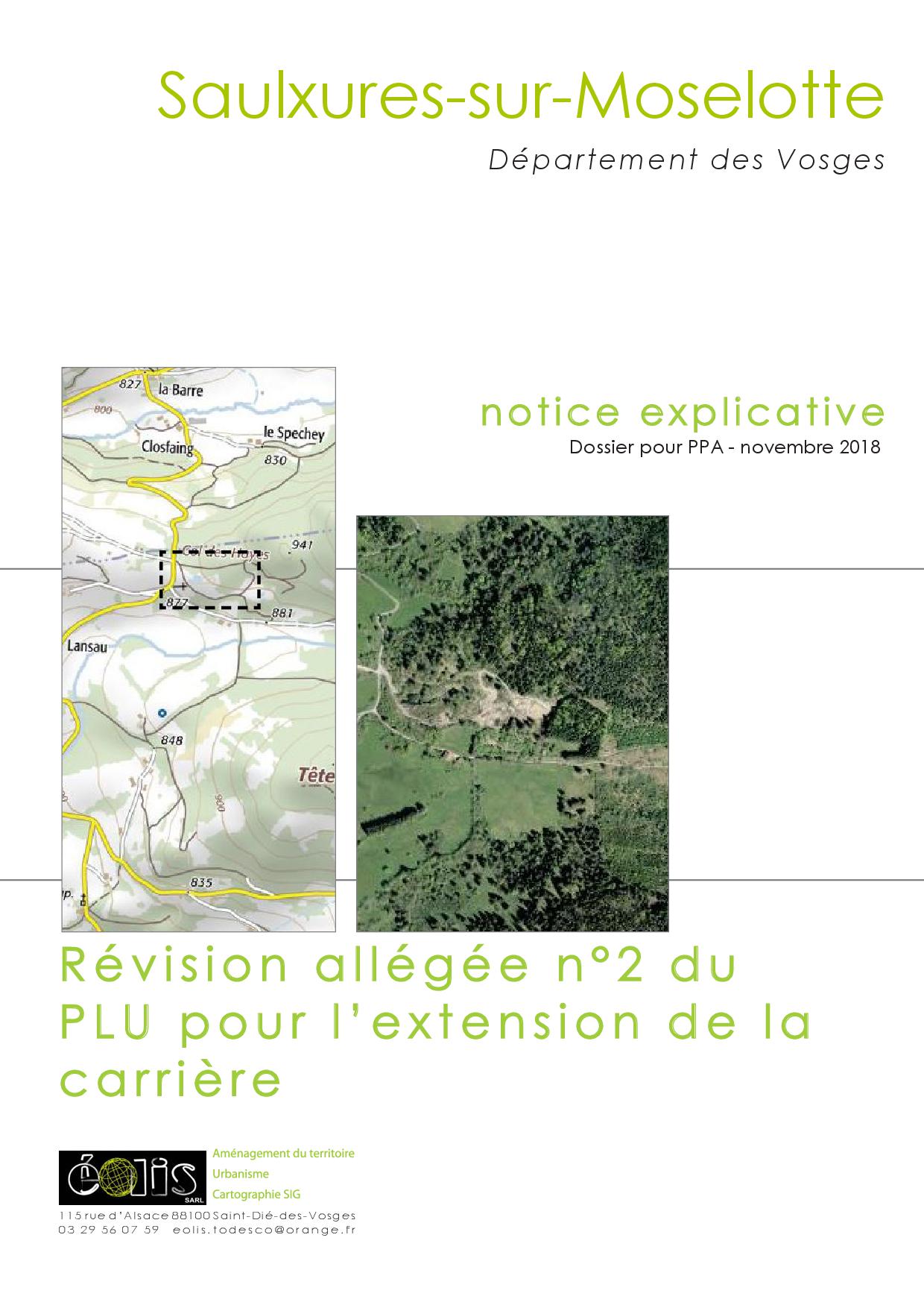 NOTICE EXPLI­CA­TIVE REVI­SION PLU CAR­RIERE DE LANSAU