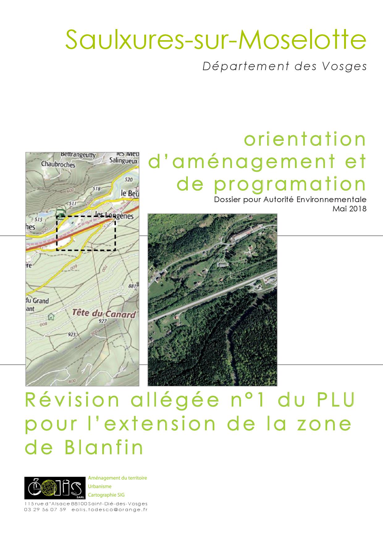 ORIEN­TA­TION D’A­ME­NA­GE­MENT ET DE PRO­GRAM­MA­TION ZONE DE BLANFIN