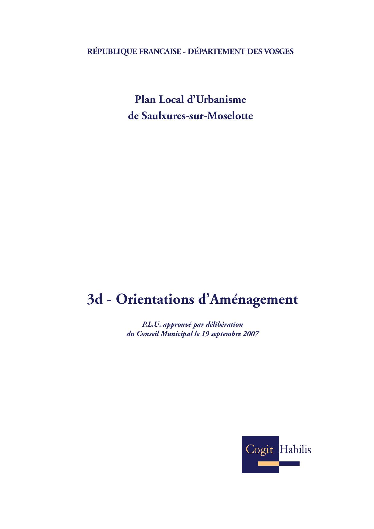 ORIEN­TA­TIONS D’AMENAGEMENT