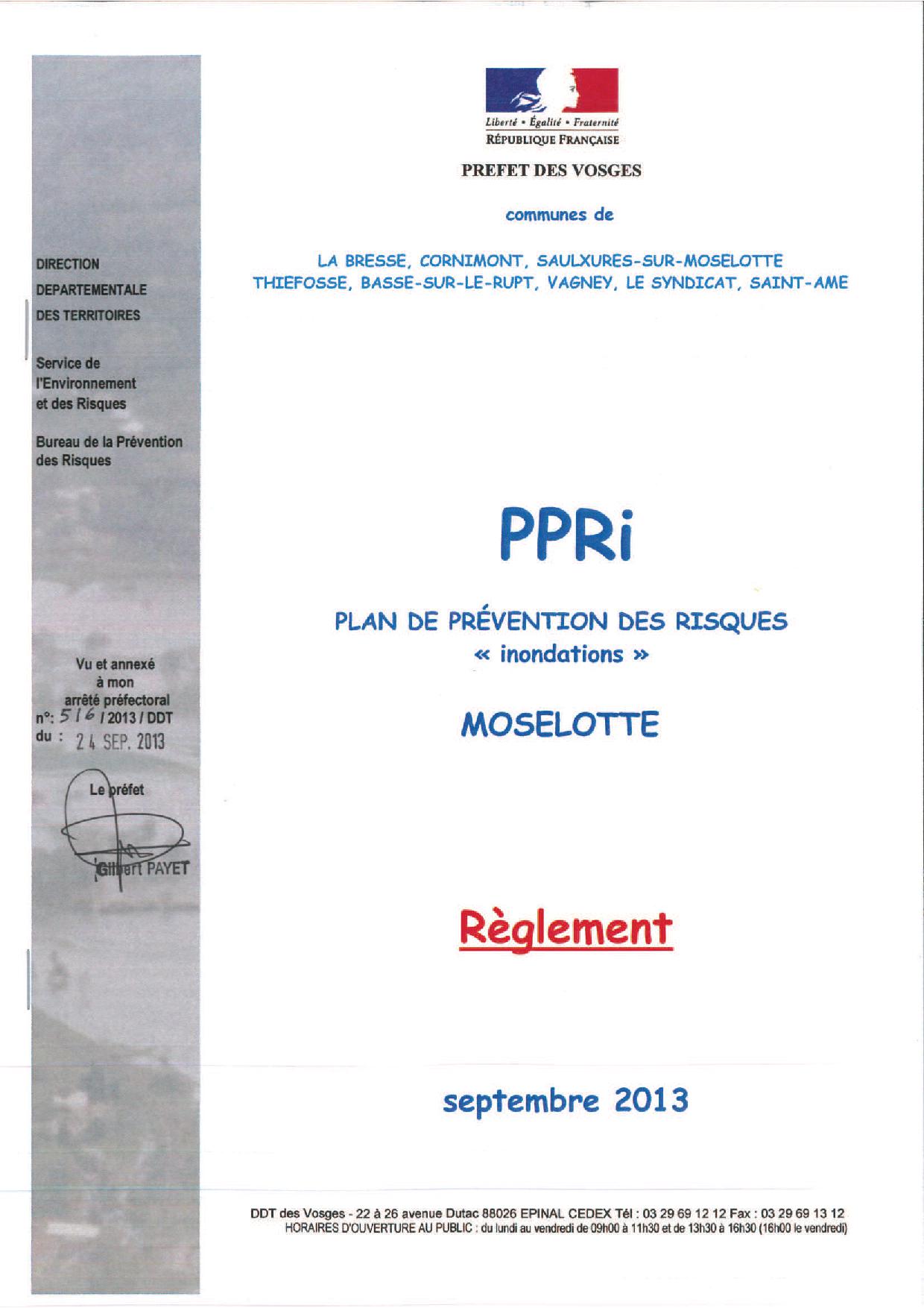 RÈGLE­MENT PPRI MOSELOTTE