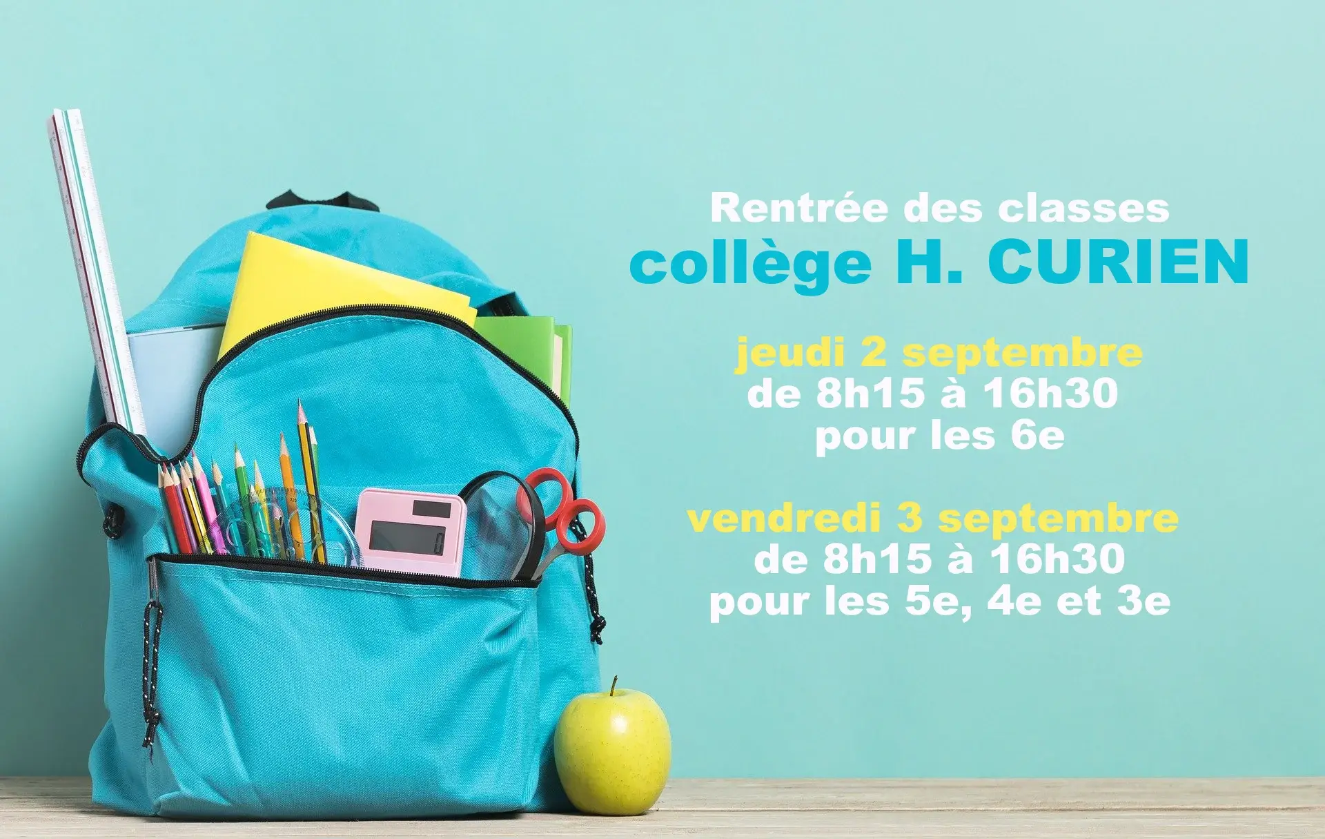 Rentrée des classes au collège H. CURIEN