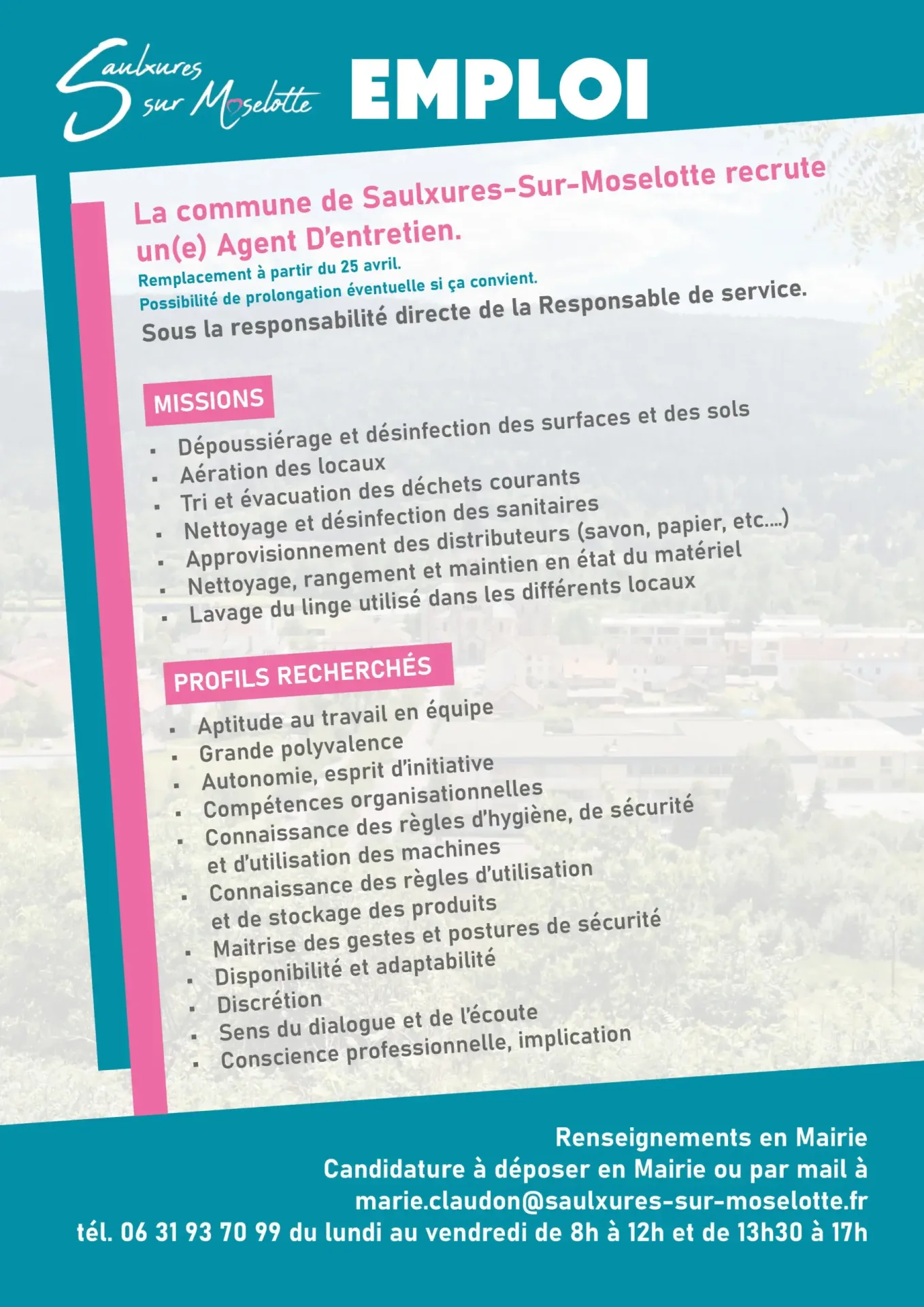 La commune de Saulxures-sur-moselotte recrute